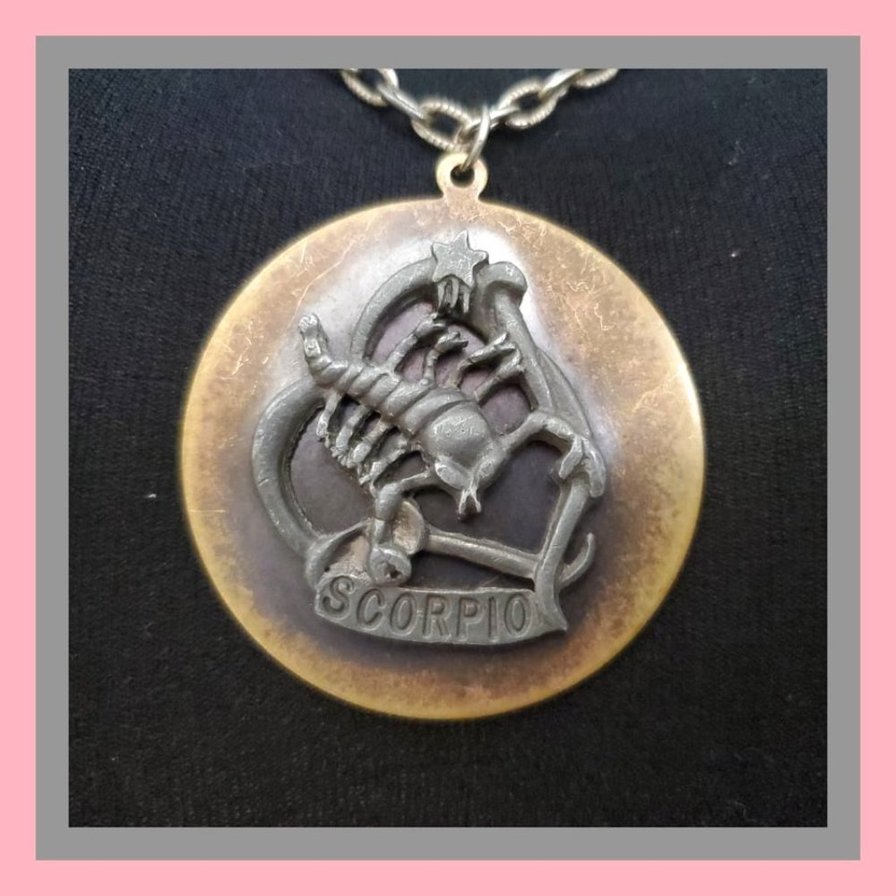 Vintage Scorpio Zodiac Medallion Necklace